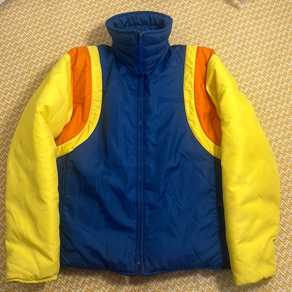 Men's Blue and Yellow Ski Jacket